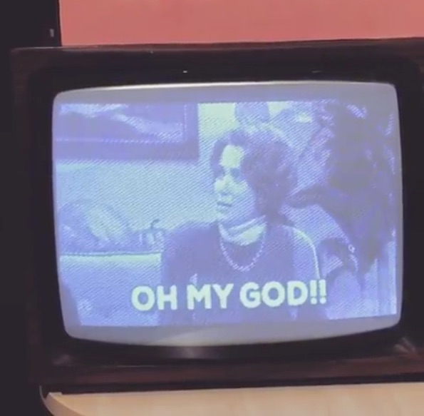 Giphy reactions via SMS on an old CRT